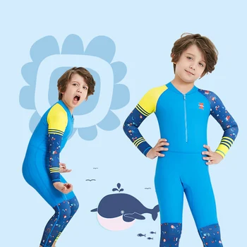 Neopren Děti Chlapci Dívka Dlouhý Rukáv rychleschnoucí Plavky jednodílné Potápěčský Oblek děti surfování swimwears šnorchlování rashguard