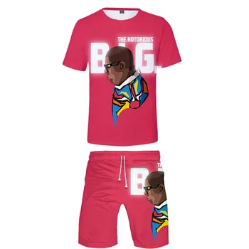 Notorious B. I. G. Dva Kusy Sady 2019 Muže 3D T-Košile+Šortky Oblek Mužů Letní Topy Trička Módní Tričko Vysoké Kvality Muži Oblečení