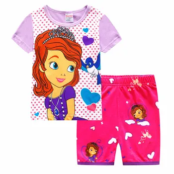 Nové Děti, Chlapec Dívka Šaty Dítě Princeznu Letní Pyžamo Krátký Rukáv Sady Karikatura Auta Mickey Minnie Mouse dětské oblečení na Spaní