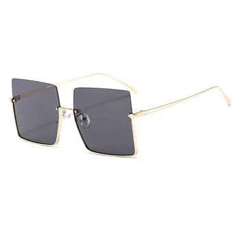 Nové Módní Vintage Kovové Polovinu Rámu Brýlí Ženy Značky Návrhář Náměstí Sluneční Brýle, Ženy Velké Barevné Odstíny UV400