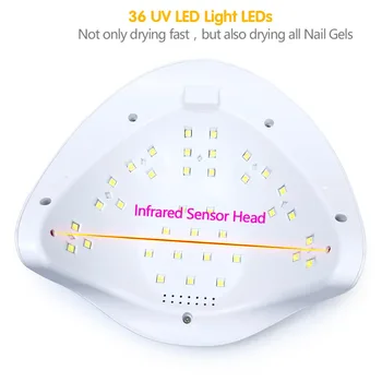 Nové SLUNCE 5 X Plus UV LED Lampa 72W Nehty Vlasů S Auto Senzor, LCD Displej 36 LED Nail Dryer Lampa Pro manikúra Gel na nehty