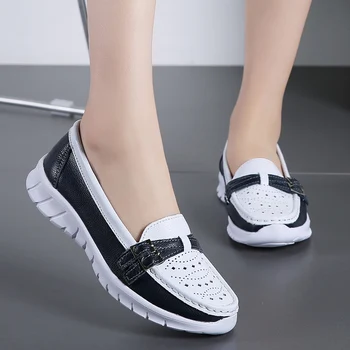 Nové zdravotní boty, dámské boty, indoor ultra lehký prodyšný non-slip měkké kožené boty těhotné ženy boty ploché boty