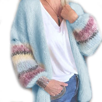 Nové Ženy Ležérní Svetr svetr svetr Pruhovaný Mohérové pruhované Zimní teplé Pletené tlusté ženské oblečení, žena 2021