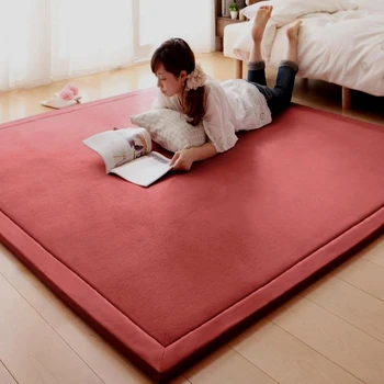 Nový módní japonský styl sametové tlusté koberce, ložnice, obývací pokoj coral fleece Tatami děti lezení koberec velké 10 barev