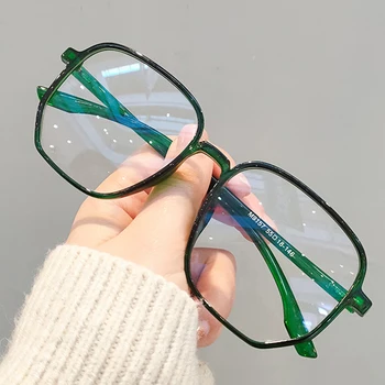 Nový Oversize Náměstí Brýle Rám Ženy Anti-modré Světlo Brýle Ženské Počítači Velký Eyeware Černá Jasné Objektiv Brýle