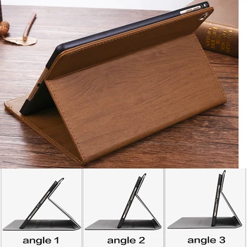 Nový Pro iPad Air 2 Air 1 Případě Nového ipadu 2017 2018 9,7 palcový Anti-real wood grain PU Kůže Smart Cover Case Auto Wake Kryt Případ
