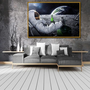 Nástěnné Art HD Obraz Tištěné Plátno Piv Vesmíru Zemi, Astronauti Měsíc Cuadros Plakátové Obrazy na Stěnu pro Domácí Výzdobu