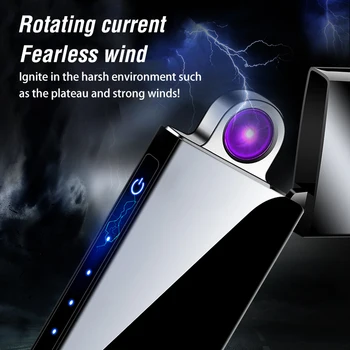 Otáčení o 360 Stupňů, USB Elektronické Lehčí LED Displej Baterie Cigaretu, Super Točí Lehčí Dual Arc Lehčí Gadgets Pro Muže