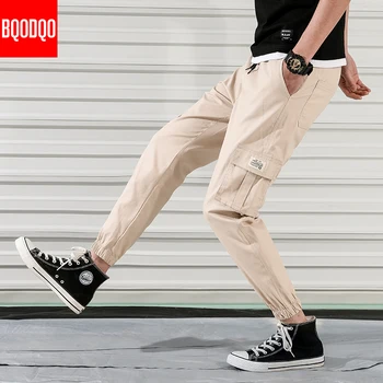 Podzimní Ležérní Cargo Kalhoty Muži Hip Hop Bavlny Jogger Fitness Kalhoty Mužské Japonsko Styl Streetwear Harajuku Harému Kotník-Délka Kalhoty