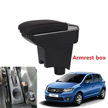 Pro Renault Sandero Loketní opěrka box centrální Uložení obsahu Sandero box loketní opěrka s držák na popelník s rozhraním USB