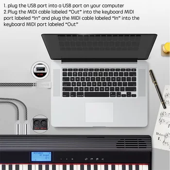 Prvky MIDI Kabel k USB IN-OUT Converter, Profesionální MIDI Interface s kontrolkou, FTP Zpracování Čip, Kovové Shell