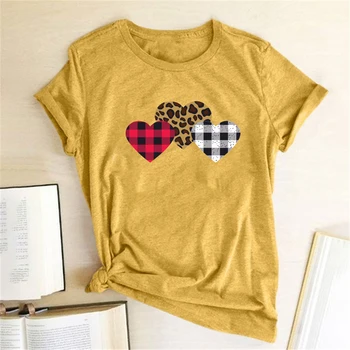 Přehoz Leopard Srdce Tištěné T-košile, Ženy, Košile Summer Graphic Tee Shirt Femme Bavlněné Košile pro Ženy Módní Camisetas Mujer