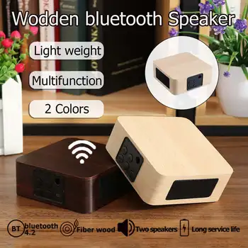 Přenosné Retro Dřevěný bluetooth Reproduktor hi-fi Bezdrátové Ovladače, 3D Surround Stereo Reproduktory, USB Nabíjení, Dvojitý Roh Reproduktor