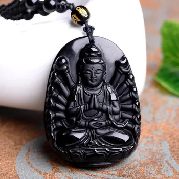 Přírodní Obsidián Tisíc Rukou Avalokitesvara Náhrdelník s Přívěskem populární módní mužů a žen butiku šperky Tisíc-Hande