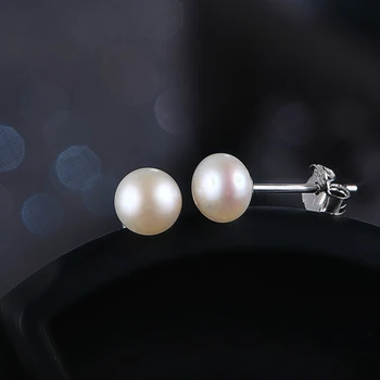 Přírodní Sladkovodní Pearl Stud Náušnice Pro Ženy, Real 925 Sterling Silver Šperky na zakázku Svatební Dárek Velkoobchod