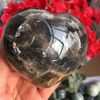 Přírodní černý kámen srdce léčivé dekorativní hrát kámen