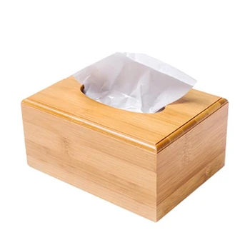 Retro Bamboo Tkáně Box pro Domácí Kancelář Stolní Dřevěné Papírové Ručníky Box Hotel Ubrousek Dřeva Držák Domácnost Kanystr