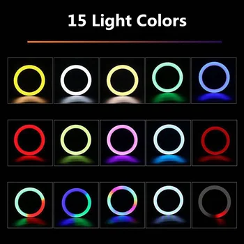 RGB Barevné kruhové Světlo S 160cm Stativ LED Selfie Ringlight Pro Video Youtube Live Photo Studio USB Fotografování Osvětlení Lampy