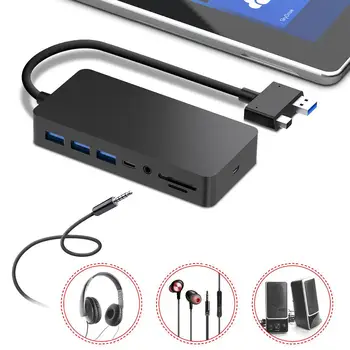 ROCKETEK SH701 USB3.0 Hub Card Reader 4K HDMI-kompatibilní kompatibilní DP, VGA, RJ45 3.5 Audio Port Type-C SD/TF Karet Dokovací Stanice