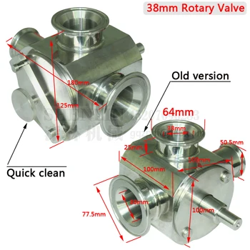 Rotační ventil 38mm vnitřní průměr zvětšit ventil plnící stroj SS304 jídlo saft nerezové potrubí, montáž páry pro 5000ml výplň