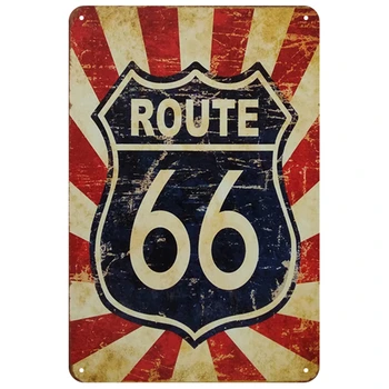 Route 66 Plaku Kovové Vintage Plechové Znamení Pin Up Shabby Chic Dekor Kovové Známky Vintage Bar Dekorace Kovové Plakát Pub Plechu