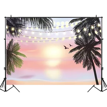 Růžový Západ Slunce Havajské Pláži Pozadí Letní Tropické Moře Fotografie, Pozadí, Svatba, Narozeniny, Baby Sprcha Výzdobou Banner