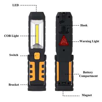 SANYI Přenosné LED Opravu Svítilna Pracovní Inspekce Pochodeň Světla Camping Venkovní Magnetická Svítilna S Magnetem a Háčkem