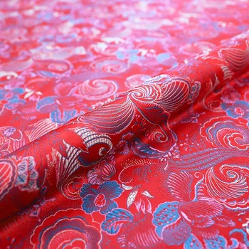 Satén-látka brokát žakárová tkaniny materiál pro šití cheongsam a kimono nylonové tkaniny