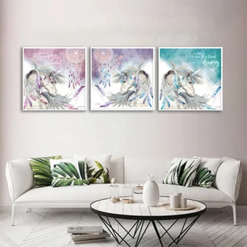 Severské moderní obrazy na zeď látky, roztomilý Pegasus unicorn plátno tisků a plakátů Domácí obývací pokoj dekorace malování