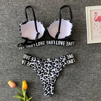 Sexy Bílé leopard tisk Bikini Nové Ženské Plavky Ženy, Plavky Push Up Bikiny Set Nízkým Pasem plavky pro Plavky