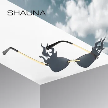 SHAUNA Módní Oheň, sluneční Brýle, Ženy Značky Designer Neon Green Ocean Film Vrtaných Odstíny UV400