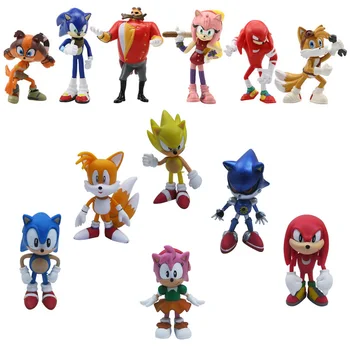 Sonic 6ks/sada Panenka Anime Obrázek Hračky 4st Generace Boom Vzácné Dr. Eggman Stín PVC Hračky Pro Děti, Znaky Dárek 4-7cm