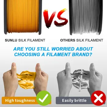 SUNLU PLA Hedvábí 3D Tiskárny Filament 1.75 mm 1kg Rozměr, Přesnost +/-0.02 mm Elegantní Vinutí 3d Printing Filament
