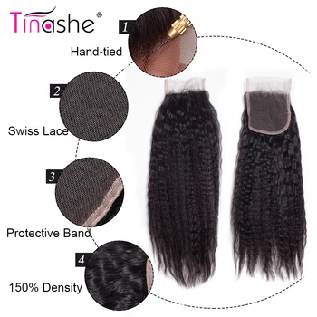 Tinashe Vlasy Brazilský Perverzní Rovnou Krajky Uzavření Remy Lidské Vlasy Zdarma, Střední Část Přírodní Barva 4x4 Palcový Švýcarské Krajky Uzavření