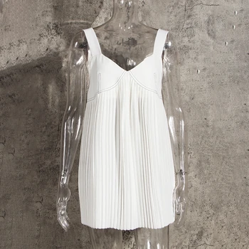 TWOTWINSTYLE Bílé Patchwork Ruched Vesty Pro Ženy bez Rukávů V Neck Loose Elegantní Vesta Ženské 2020 Letní Módní Nové Oblečení