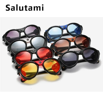 Unikátní Nýtovací Punk Polarizační Brýle Pro Ženy 2020 Luxusní Značky Černé Kožené Rám, Kulaté Sluneční Brýle Ženské Hip Hop Odstíny