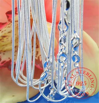 Unisex Originální 925 Sterling Silver 2 mm Had Řetěz Náhrdelník Ženy Muži Prohlášení Šperky 16-30 palce