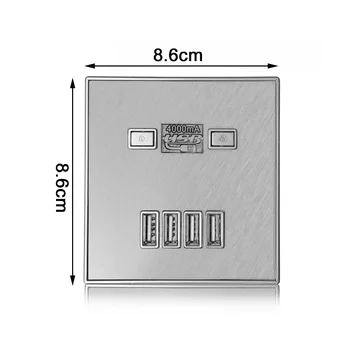 USB 4-Port 5A Nabíječka Adaptér Zásuvky Zásuvky Panel Elektrické Nabíječka Adaptér s Indikátorem Nabíjení