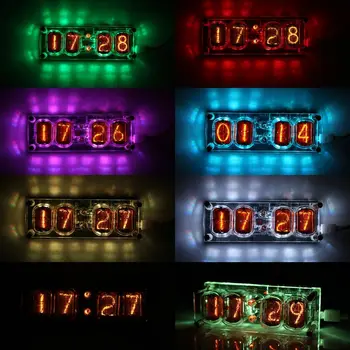 V-12 Záře Trubice Hodiny 4-Bit DS3231 IN12 Nixie Trubice Hodiny Steampunk Dekor Dárek s Vícebarevná RGB LED Podsvícení