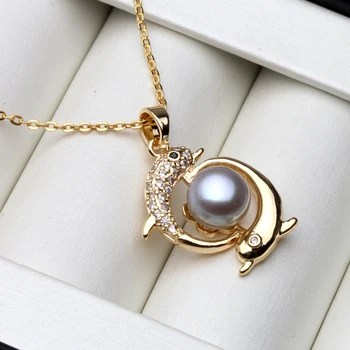 Velký Výprodej Pearl Náhrdelník, Delfín Bílý Přírodní Sladkovodní Pearl Přívěsek, 925 Sterling Silver Šperky Pro Ženy Dárek