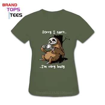 Velmi Zaneprázdněn Lenost Tričko dámské Top T-košile Vtipné Kreslené Tričko Letní Nové Šedé Trička Krátký Rukáv Bavlněné Oblečení