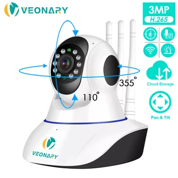 VEONARY AI 1536P 1080P Wi-fi Bezdrátové IP Kamery Zabezpečení Domácnosti Dohled obousměrný Audio CCTV 3MP 2MP Baby Monitor domácí Zvířata P2P Cloud