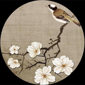 Vinobraní Tapety 3D Ručně malovaný Čínský Styl Švestkový Květ Květina Pták Foto Nástěnné malby Obývací Pokoj TV, Pohovka Pozadí Tapety