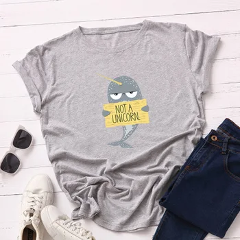 Vtipné Narval Ženy T-shirt Dopis Potištěné Bavlněné Letní Tričko Ležérní Ženy Top Tees Plus Velikosti S-5XL Tričko Žena Oblečení