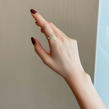Vynikající Zirkony Dvojité Otevírání Prsten Pro Ženy Módní Korejský Šperky 2020 Nové Svatební Party Luxusní Doplňky, Neobvyklé Kroužky