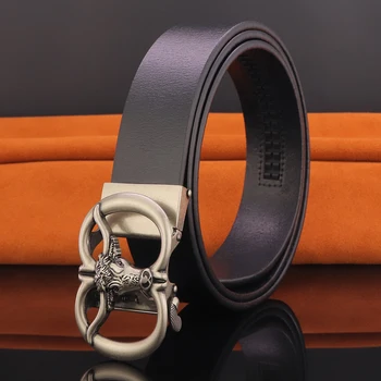 Vysoce kvalitní luxusní značky bull automatické spony muži pás originální kožené módní značkové kožené Retro Cowskin ceinture