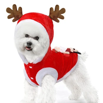 Vánoční Pet Pes Kočka Santa Kostým Oblečení Kombinéza Oblečení Kombinéza S Kapucí Vánoční Kostým Chovatelství Zimní Teplý Svetr