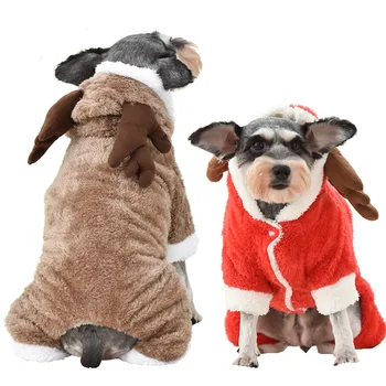 Vánoční Pet Štěně Oblečení Flanelové Měkké Zimní Teplé Tlusté Psa, Vánoční Oblečení Santa Sobí Pes Kostým Kočka Pet Oblečení S Kapucí