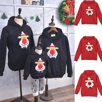 Vánoční Pyžamo Rodiny Odpovídající Zimní Srst Mikina s Kapucí Santa Claus Výšivky Teplé Vánoce Mikiny Momme a Mě Oblečení