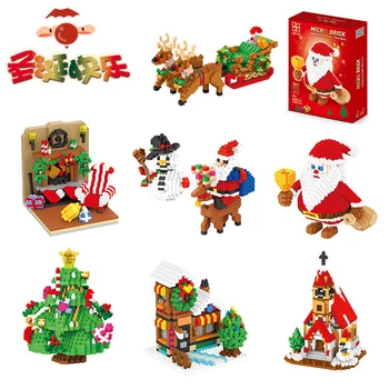 Vánoční Série Mini Stavební Bloky Čísel Spojení Santa Claus Sněhulák Elk Strom Cihly Hračky Pro Vánoční Dárek Děti Hračky